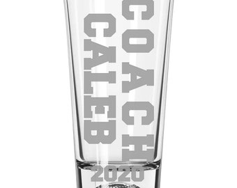 Baseball Softball Football Coach Engraved Beer Pint Glass Personalized with Name and Year | End of Season Team Thank You Gift for Coach