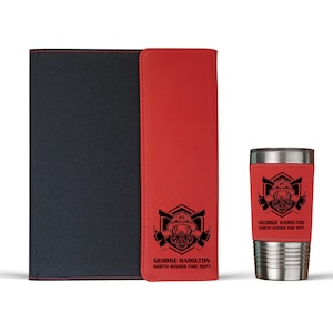 Firefighter Gift for Men Personalized Leather Portfolio Padfolio Notebook Fire Department Gifts Firefighter Graduation Gift