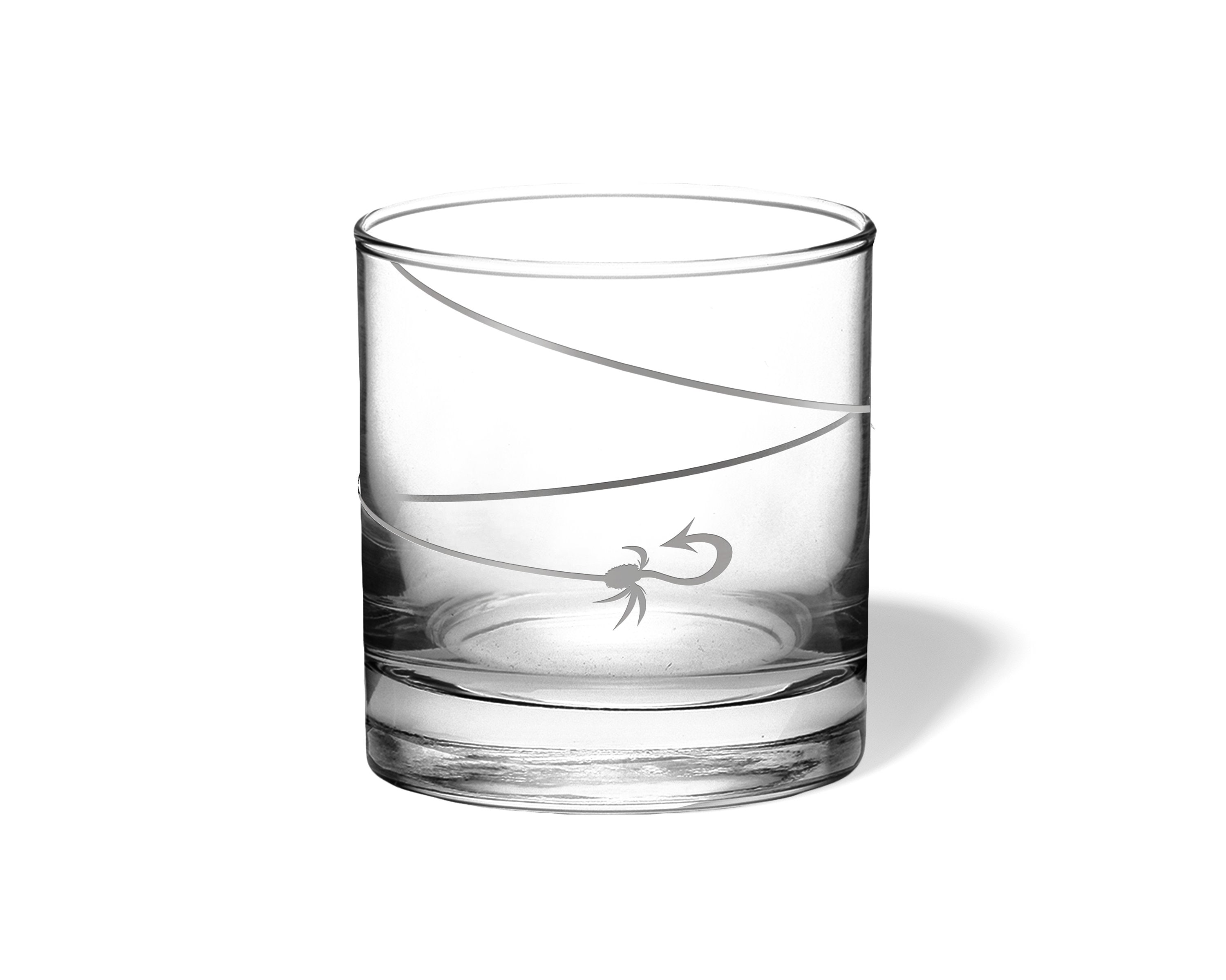 Fly Fishing Fish Lure Engraved Whiskey Glass With Coaster and Gift