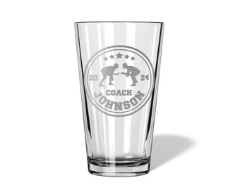 Wrestling Coach Gift Personalized Coach Glass Custom Coach Pint Glass Wrestling Season End of Season Gift Coach Thank You Gift from Team