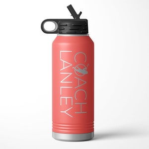Lacrosse Coach Gift Engraved Tumbler Water Bottle Straw Personalized with Name, Lacrosse Coach End of Season Thank You Gift, FREE SHIPPING