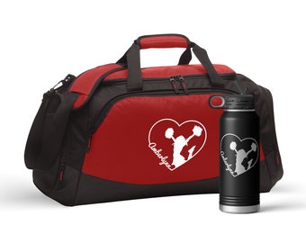 Cheer Bag Personalized Cheer Duffel Bag with Shoe Compartment Cheer Water Bottle Cheer Gifts for Cheerleader Cheer Gifts for Team