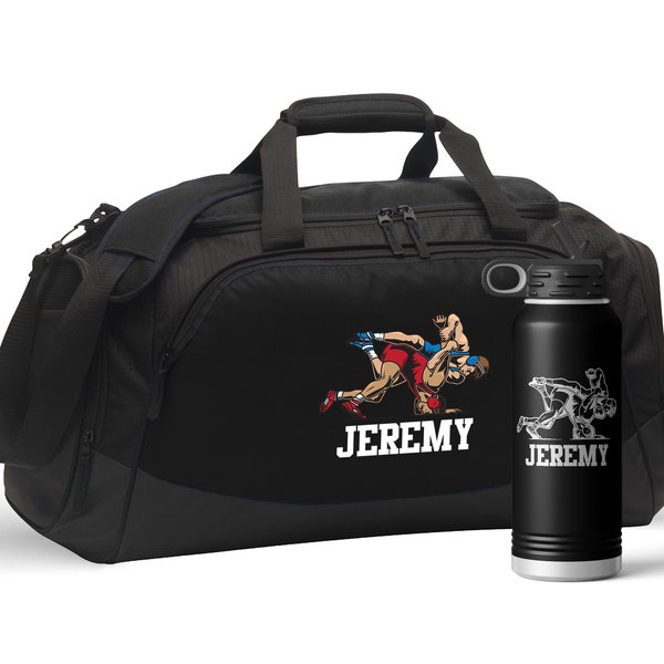 Wrestling Bag Wrestling Gifts for Boys Duffel Bag with Personalization Bag with Shoe Compartment Wrestling Gear Water Bottle with Name