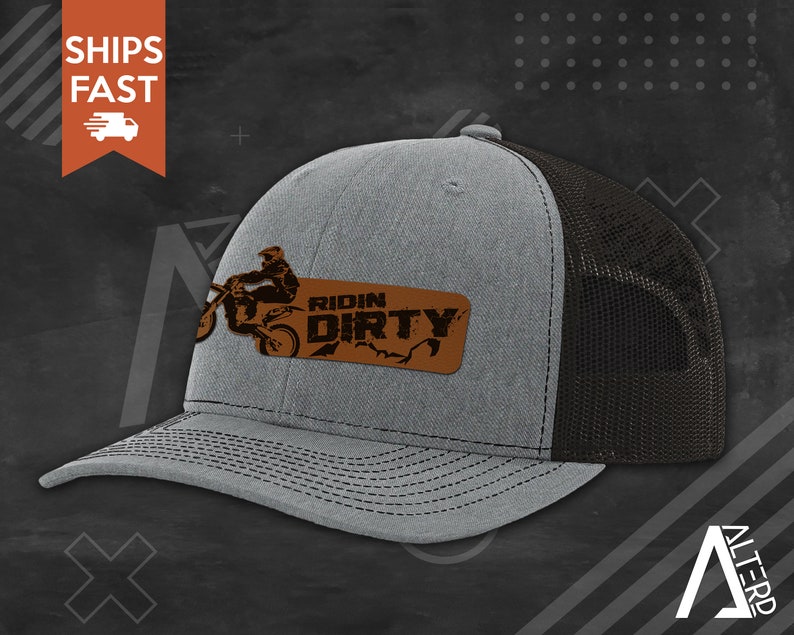 Ridin Dirty Leather Patch Hat Dirt Bike Hat Dirt Bike Birthday Dirt Bike Gifts Braap Hat Snapback Trucker Hat image 6