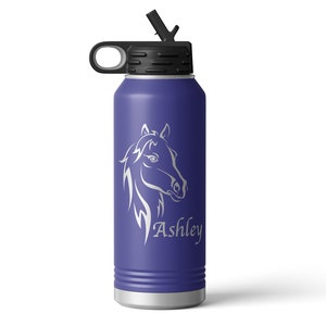 Personalized Equestrian Horse Water Bottle or Tumbler Cup Travel Coffee Mug with Lid | Horse Gifts for Teenage Girls and Women | SHIPS FAST
