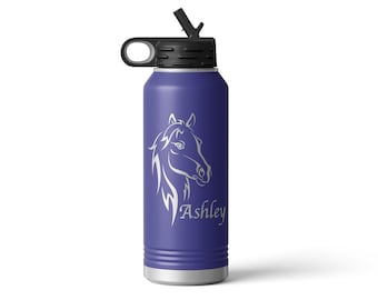 Personalized Equestrian Horse Water Bottle or Tumbler Cup Travel Coffee Mug with Lid | Horse Gifts for Teenage Girls and Women | SHIPS FAST