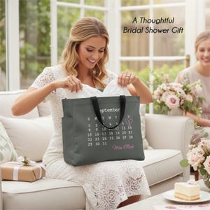 Bride to be Tote Bag Future Mrs Tote Bride Bag for Wedding Day Bridal Shower Gift for Bride Wedding Countdown Calendar Wedding Planning Gift image 4