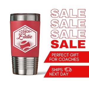 Personalized Baseball Coach Tumbler - Engraved 20oz Travel Mug - Custom Soccer Coach Gift - End of Season Appreciation Gift for Coaches