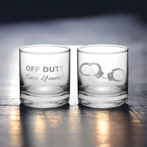 Police Officer Gifts Police Whiskey Glass Off Duty Save Yourself Police Beer Glass Thin Blue Line Law Enforcement Gifts FREE SHIPPING