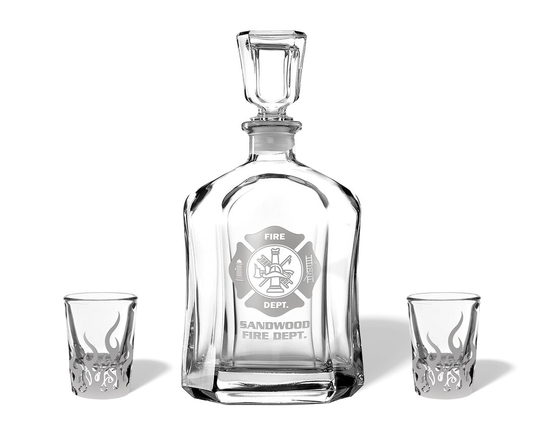 Personalized Firefighter Engraved Whiskey Decanter and Shot Glasses ...