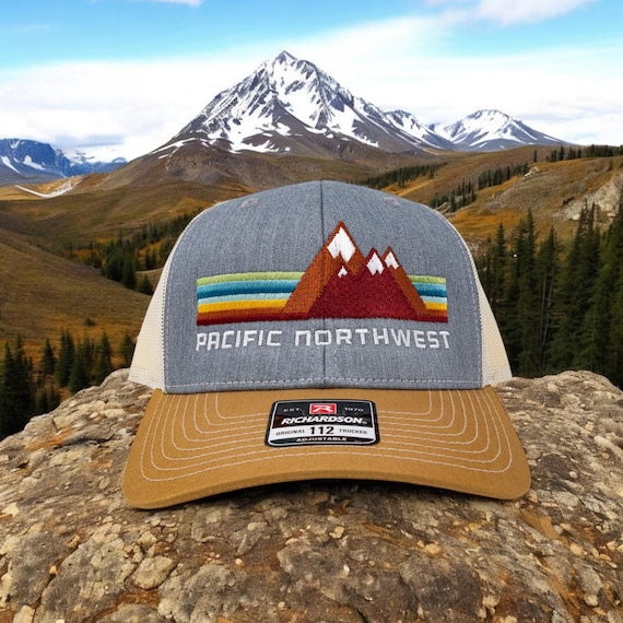 Pacific Northwest Hat Rainbow Mountain Hat PNW Trucker Hat Hats for Men Hats Women Snapback Hat Pacific Northwest Gifts