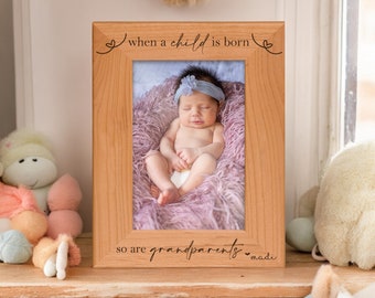 When a Child is Born So are Grandparents Pregnancy Announcement Personalized Grandparent Picture Frame First Time Grandparents Gifts