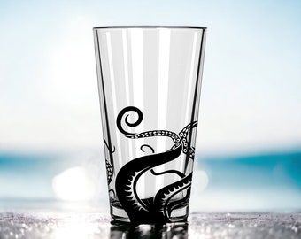 Release the Kraken Engraved Beer Whiskey Glass Set | Kraken Tentacles Octopus Nautical Gift for Men Birthday Christmas Mythology Sea Monster