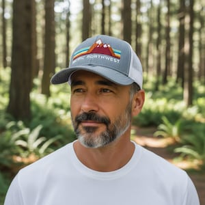 PNW Trucker Hat Pacific Northwest Hat Embroidered Snapback Cap Trucker Hats for Men and Women Pacific Northwest Gifts image 9