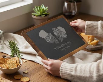 Til Death Do Us Part Sugar Skull Skeleton Bride and Groom Bamboo Cutting Board Personalized Wedding Anniversary Gift for the Couple