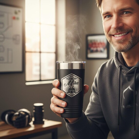 Personalized Hockey Coach Tumbler, Custom Engraved Thank You Gift, End of Season Coach Appreciation, Youth Hockey Gift for Men Women