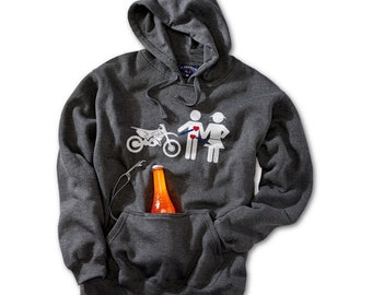 Motocross Gift, True Love Dirt Bike Hoodie with Built-in Neoprene Can Cooler, Graphic Hoodies for Men, Birthday Gifts for him, Free Shipping