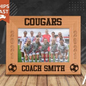 Soccer Coach Picture Frame Engraved Wood Frame 4x6 or 5x7 Coach Gifts Soccer Personalized End of Season Team Photo Coach Thank You Gift image 5