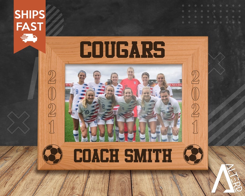 Soccer Coach Picture Frame Engraved Wood Frame 4x6 or 5x7 Coach Gifts Soccer Personalized End of Season Team Photo Coach Thank You Gift image 5
