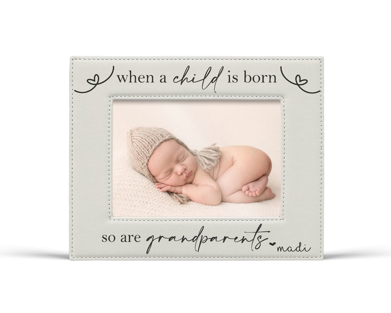 Personalized Grandparent Picture Frame When a Child is Born So are Grandparents Pregnancy Announcement First Time Grandparents Gifts White - Horizontal