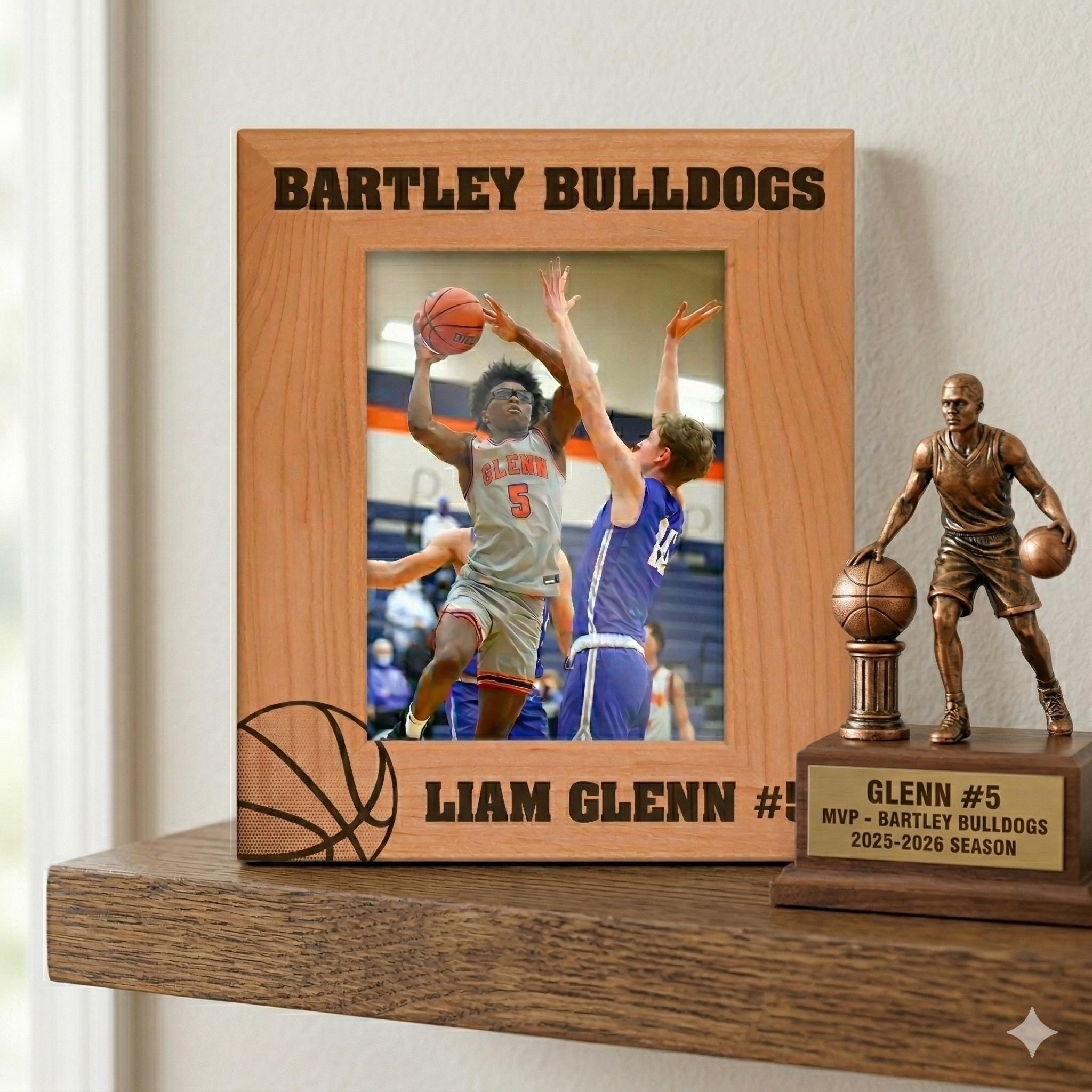 Personalized Basketball Frame Engraved Wood Photo Frame Custom Player ...