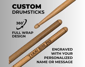 Personalized Drumsticks Custom Engraved Pair of 5A Hickory Wooden Drum Sticks with Your Custom Message Marching Band Gifts for Drummers