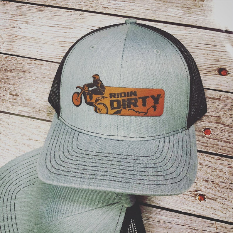 Ridin Dirty Leather Patch Hat Dirt Bike Hat Dirt Bike Birthday Dirt Bike Gifts Braap Hat Snapback Trucker Hat image 3