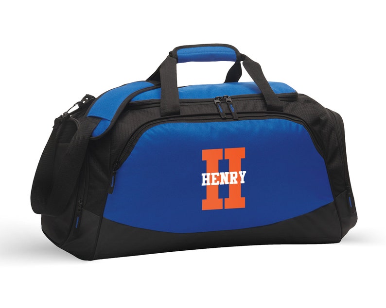 Monogram Sports Gym Duffel Bag Personalized Overnight Bag Gift for Him Mens Workout Bag for Athlete Personal Trainer FREE SHIPPING Royal Blue