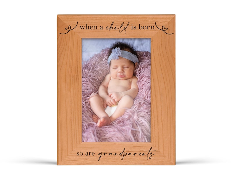 Personalized Grandparent Picture Frame When a Child is Born So are Grandparents Pregnancy Announcement First Time Grandparents Gifts Wood - Vertical