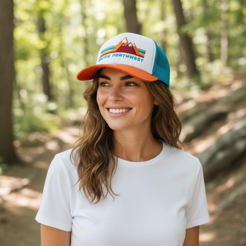 Pacific Northwest Hat Rainbow Mountain Hat PNW Trucker Hat Hats for Men Hats Women Snapback Hat Pacific Northwest Gifts image 8
