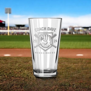 Baseball Coach Gifts Softball Coach Gift Engraved Beer Pint Glass Personalized End of Sports Season Thank You Team Gift FREE SHIPPING