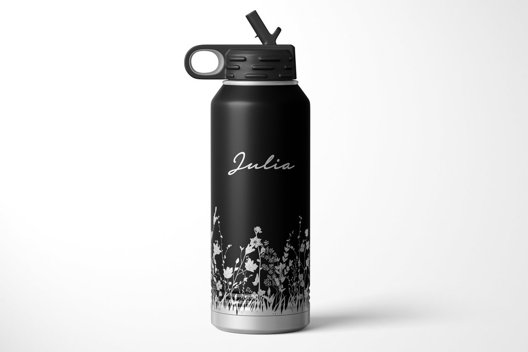 Personalized Water Bottle, Engraved Water Bottle With Straw, Engraved
