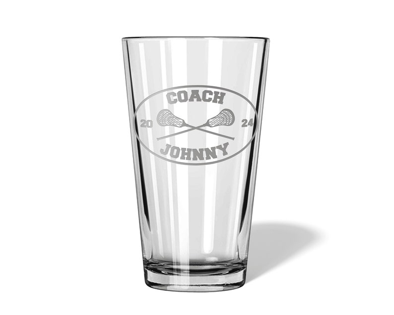 Lacrosse Coach Gift, LAX Coach Gifts, Engraved Beer Pint Glass, Personalized End of Season Thank You Gift, Assistant Coach Free Shipping image 1