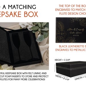 Hawaiian Islands Destination Wedding Personalized Champagne Flutes Keepsake Box, Wedding Toasting Glasses Bride and Groom Engraved Gift image 2