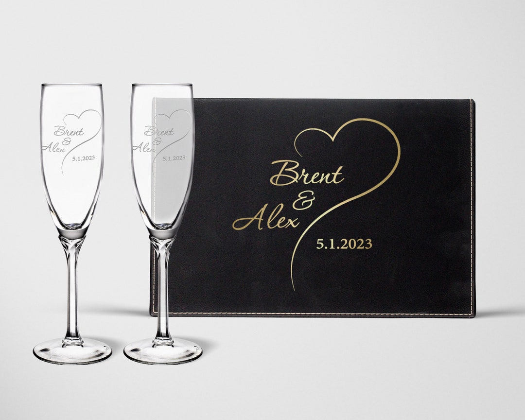 Personalized Heart Champagne Flutes Wedding Day Keepsake Box Etsy