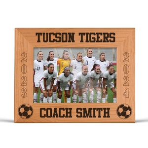 Soccer Coach Picture Frame Engraved Wood Frame 4x6 or 5x7 Coach Gifts Soccer Personalized End of Season Team Photo Coach Thank You Gift Horizontal