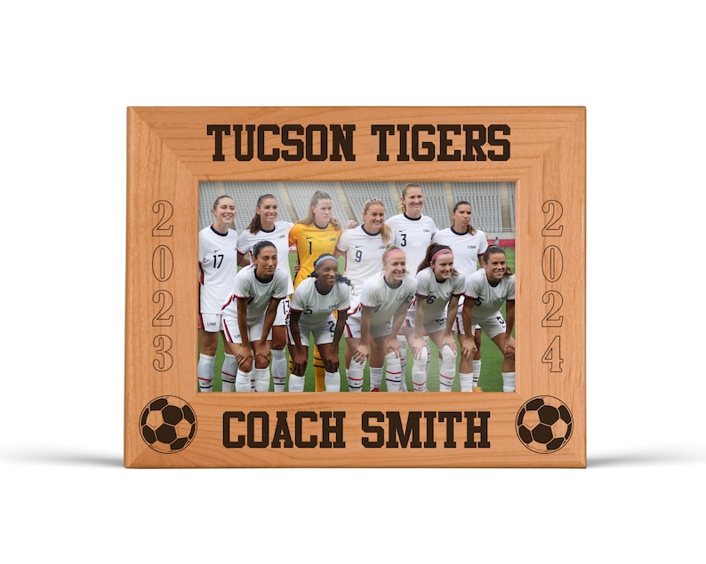 Soccer Coach Picture Frame Engraved Wood Frame 4x6 or 5x7 Coach Gifts Soccer Personalized End of Season Team Photo Coach Thank You Gift Horizontal