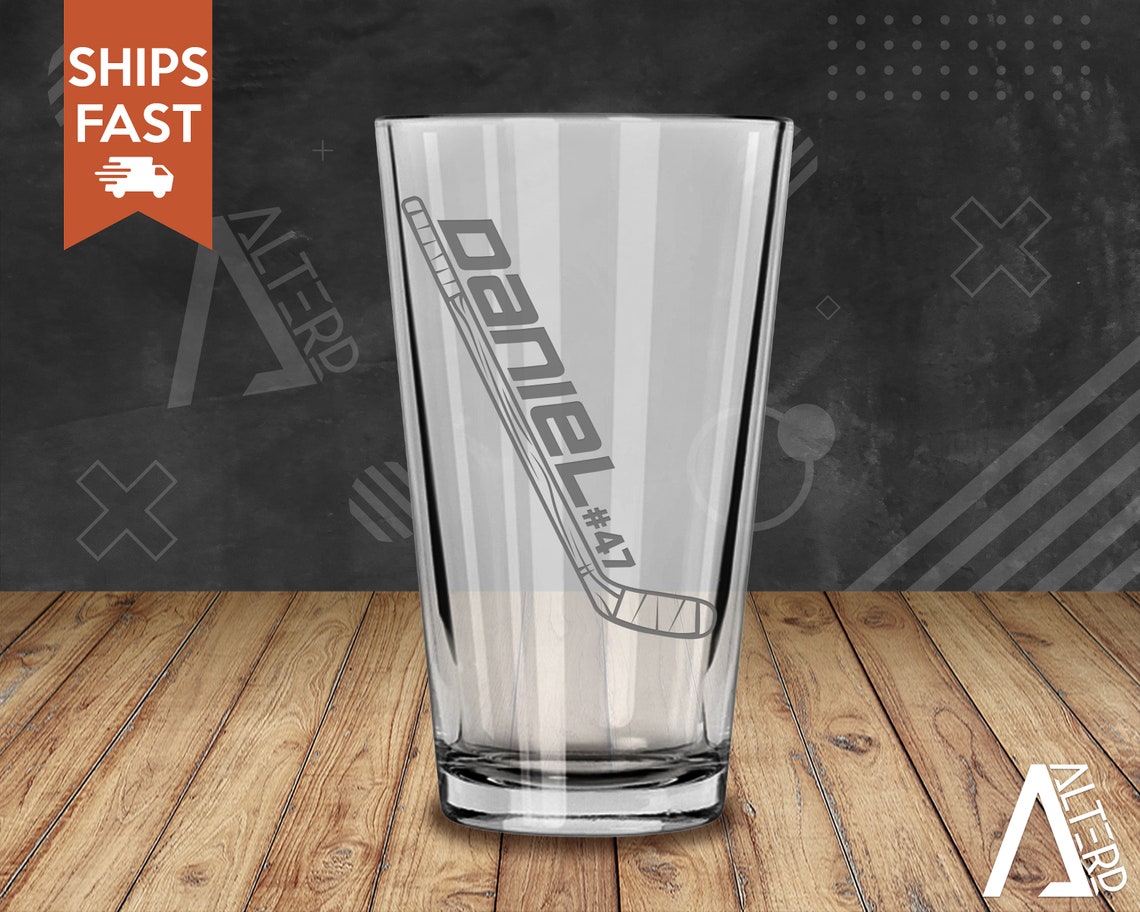 Personalized Hockey Glass Pint Hockey Hockey coach gifts Etsy