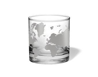 Map of the World Engraved Whiskey Rocks Glasses - Wanderlust Gifts for Men and Women, Travel Gift, World Traveler, Globe - Free Shipping