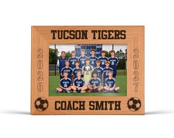 Soccer Coach Picture Frame Engraved Wood Frame 4x6 or 5x7 Coach Gifts Soccer Personalized End of Season Team Photo Coach Thank You Gift