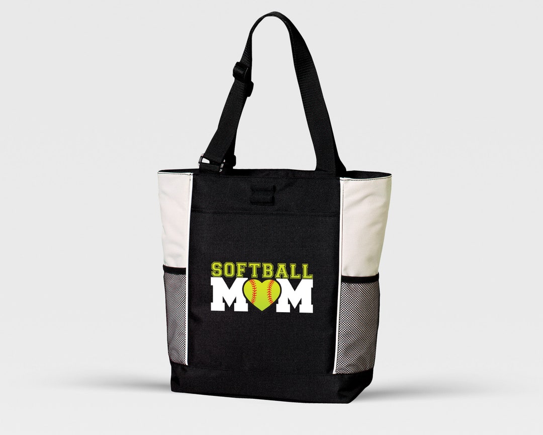 Softball Mom Tote Bag With Pockets Softball Mom With Heart Softball Mom
