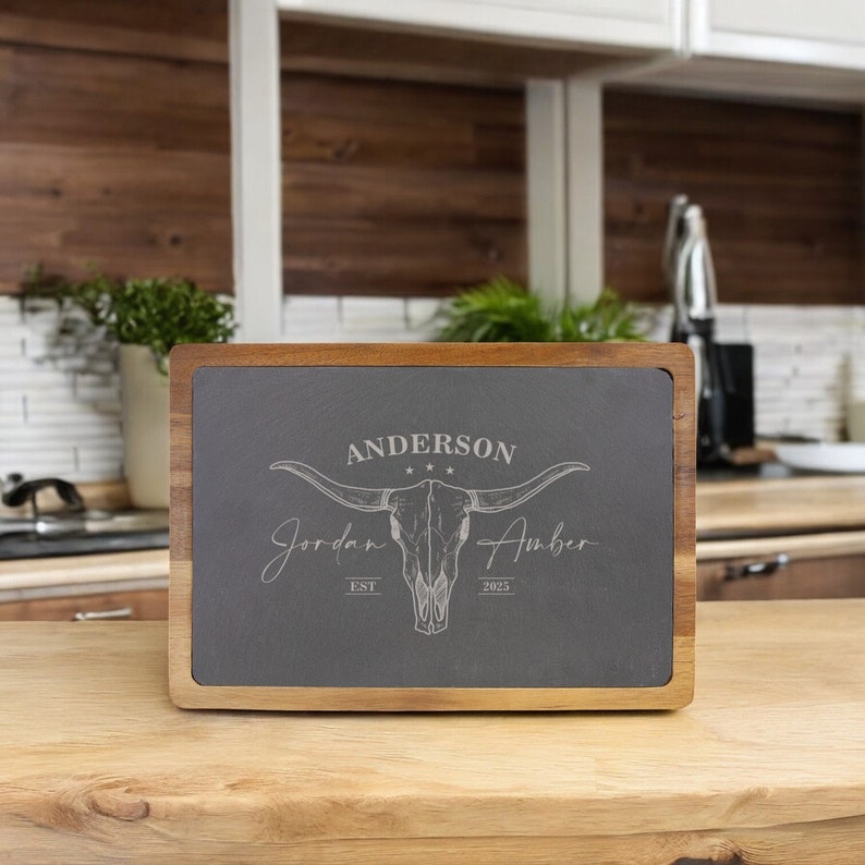 Personalized Western Wedding Gift for the Couple, Engraved Charcuterie Board, Western Serving Board, Farmhouse Cutting Boards