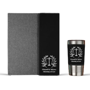 Lawyer Gift Attorney Gift Law School Graduation Gift Personalized Scales of Justice Portfolio Notepad & Tumbler Paralegal Juris Doctor Gift