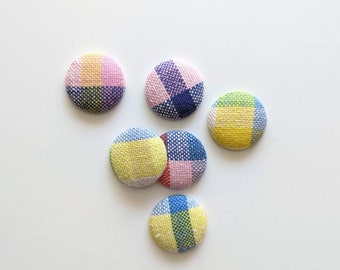 Rainbow Woven Plaid - Fabric Magnets (Set of 2)