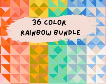 36 Color Rainbow Fabric Bundle: Kona Cotton FQ or Quarter Yard
