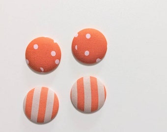 Orange Stripes & Polka Dots Fabric Magnet (Set of 2 or 4)