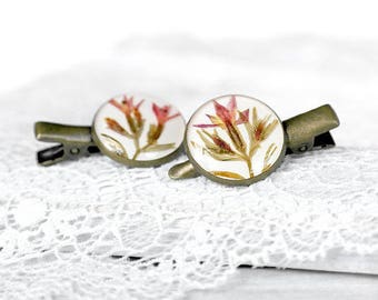 Real flower hair clip resin Dried flower bobby pins Floral barrettes resin