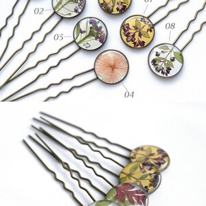 Real flower hair stick resin Dry flower hair pin for girl Pressed flowers image 4