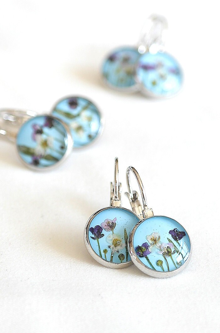 Pressed flowers earrings Clearance