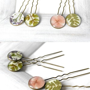 Real flower hair stick resin Dry flower hair pin for girl Pressed flowers image 2